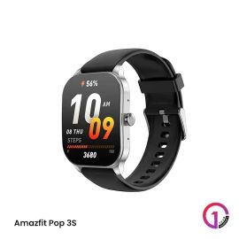 Amazfit Pop 3S Calling 1.96" HD AMOLED Smart Watch - Black & Silver