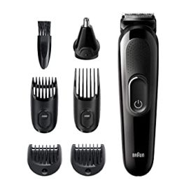 Braun Hair Clippers for Men MGK3220, 6in1 Beard Trimmer, Ear & Nose Trimmer, Cordless & Rechargeable Grooming Kit 50 min Runtime 13 Length Settings  (Black)