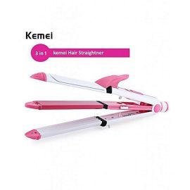 Kemei Ear Lobe & Accessories QUALX 3 In 1 Beauty Styler km-1291 Hair Straightener (White) Hair Straightener  (Pink)