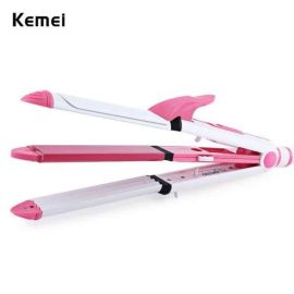 KMI KM 1213 KM 1213 Professional Hair Iron 3 in 1 with Ceramic facing Clamp (Pink & White combination) Hair Straightener  (Multicolor)