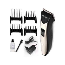 PRITECH PR-1498 Rechargeable Professional Corded and Cordless Hair Clipper Trimmer Hair Cutting Machine Trimmer 180 min Runtime 4 Length Settings  (Black, Silver)