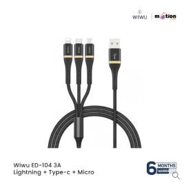 Wiwu ED-104 3A Lightning + Type-c + Micro Cable 1.2M - Black