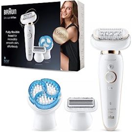 Braun SES 9010 3D,Braun Silk-epil 9 Flex Set – Epilator Flexible Head +5 extras & Pouch, White