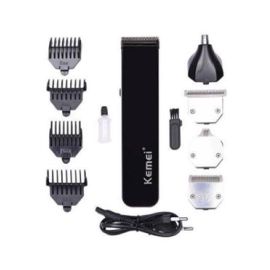 Kemei KM 3580 4 in 1 Rechargeable Grooming Kit Trimmer 45 min Runtime 4 Length Settings  (Black)