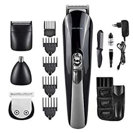 kemeii Rechargeable Kemei Km-600 Multi-functional 11 in 1 Grooming Kit Shaver Trimmer for Men (Black)
